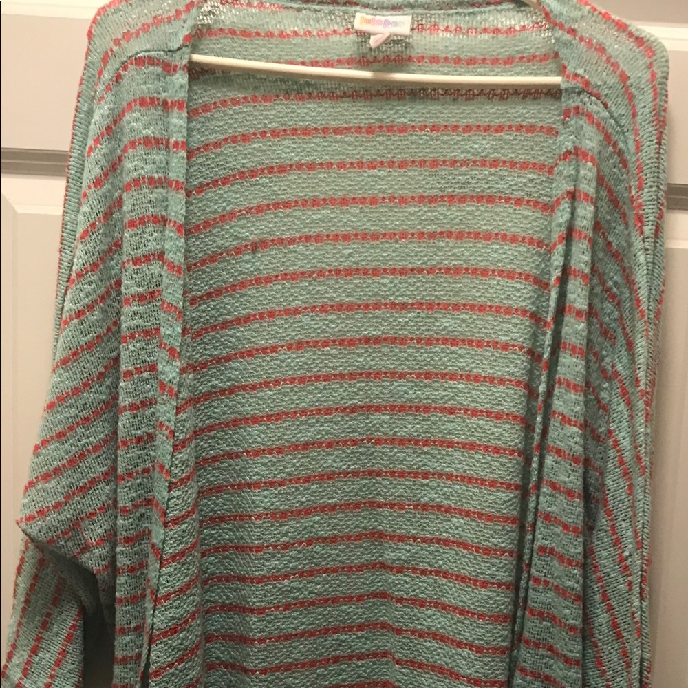 Lularoe Mint green and pink cardigan sweater